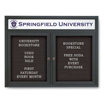 United Visual Products Indoor Enclosed Combo Board, 42"x32", Bronze Frame/Black & Ultramarine UVCB4232BZ-BLACK-ULTMAR